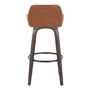 English Elm Daniella 30" Fixed-Height Barstool Set Of 2 - Contemporary Camel Faux Leather & Walnut Wood Design B202S00552