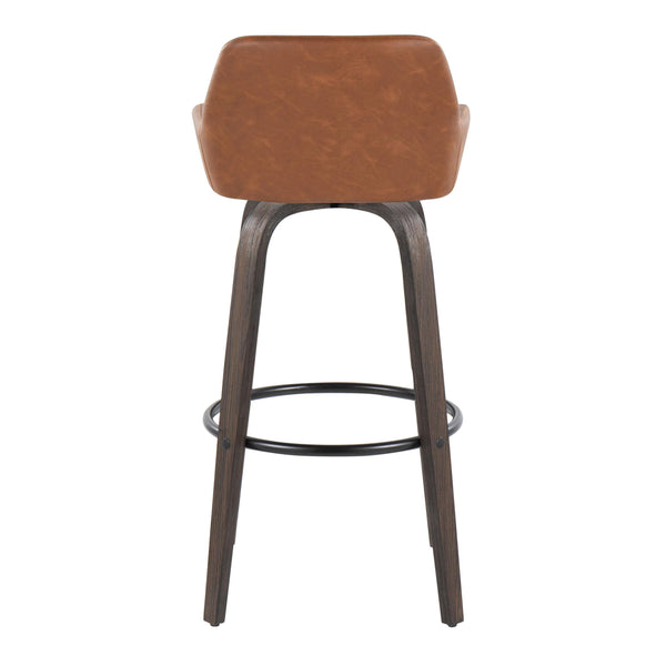 English Elm Daniella 30" Fixed-Height Barstool Set Of 2 - Contemporary Camel Faux Leather & Walnut Wood Design B202S00552