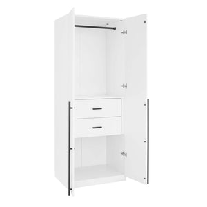English Elm Lee 32" White Wardrobe Closet - Modern Space-Saving Design With Versatile Storage & Room Divider Function B365S00132