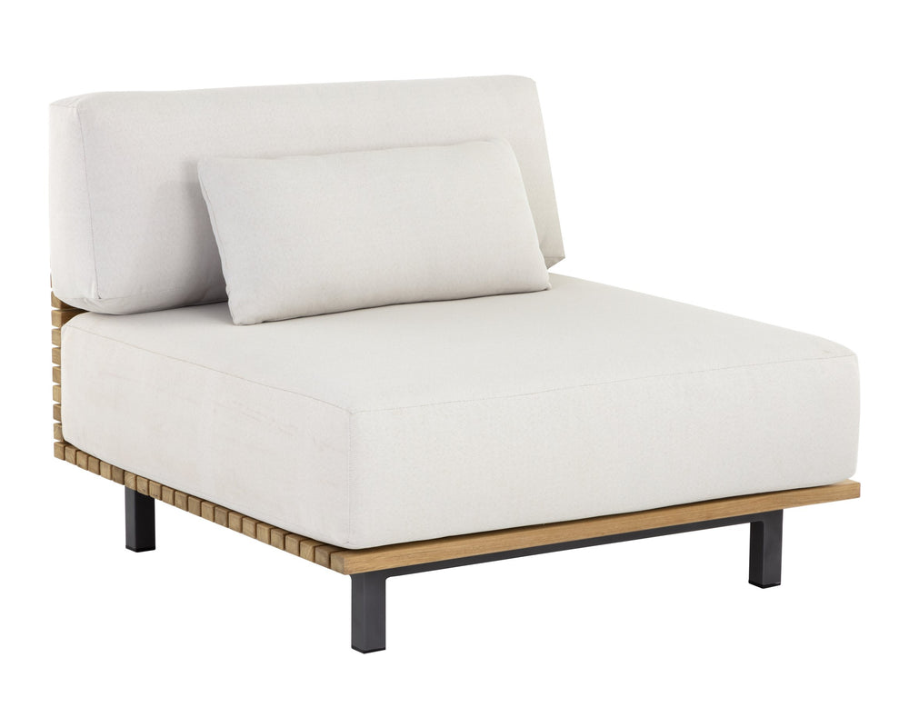 Sunpan Geneve Modular Lounge Chair - Stylish Outdoor Seating with Durable Teak & Weather-Resistant Fabric Armless Chair - 35.75W x 35.75D x 27.5H