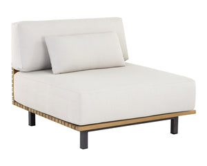 Sunpan Geneve Modular Lounge Chair - Stylish Outdoor Seating with Durable Teak & Weather-Resistant Fabric Armless Chair - 35.75W x 35.75D x 27.5H