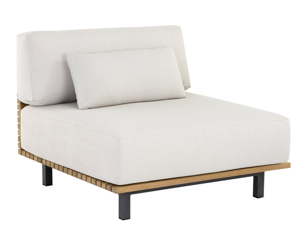 Sunpan Geneve Modular Lounge Chair - Stylish Outdoor Seating with Durable Teak & Weather-Resistant Fabric Armless Chair - 35.75W x 35.75D x 27.5H