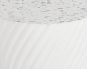 Sunpan Cara End Table - Stunning Faux Marble Design with Unique Swirl Base for Indoor and Outdoor Spaces Terrazzo