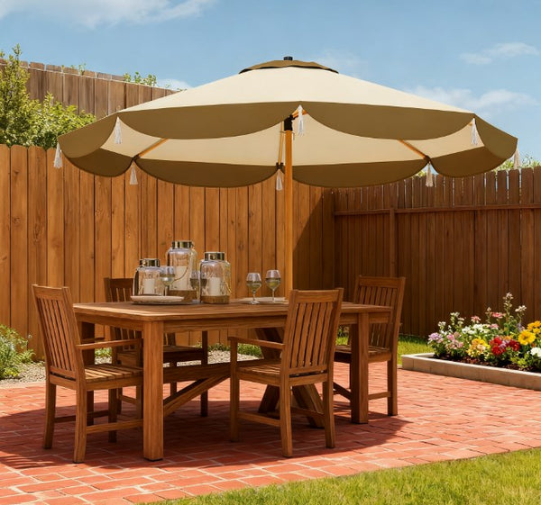 English Elm Vented Patio Umbrella 8.7 Ft Upf 50 Polyester Canopy for Outdoor Dining Areas T3971P427355