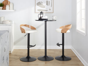 English Elm Adjustable Swivel Barstools Set of 3 Chrome Base Natural Wood Green Fabric Seat Black,White B202S02027