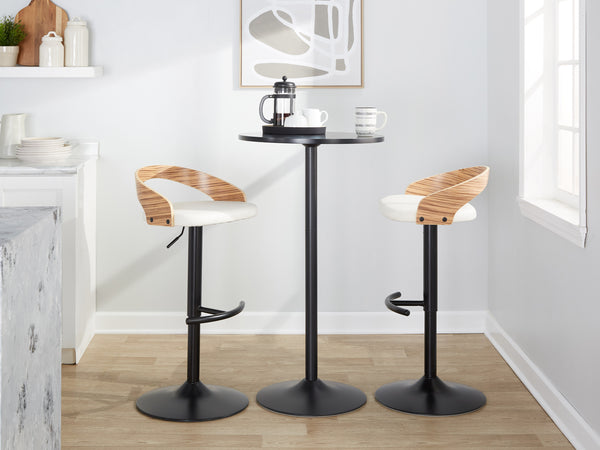 English Elm Adjustable Swivel Barstools Set of 3 Chrome Base Natural Wood Green Fabric Seat Black,White B202S02027