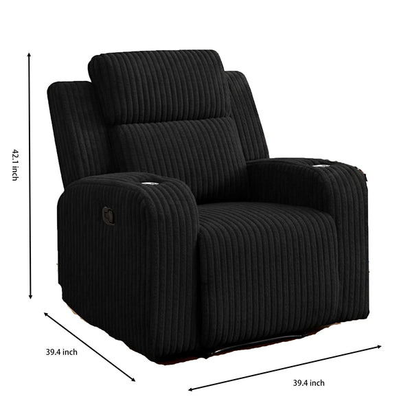 English Elm 1+3 Corduroy Reclining Sofa Set with Bluetooth Speaker Usb and Wireless Charging Living Room W3900S00016