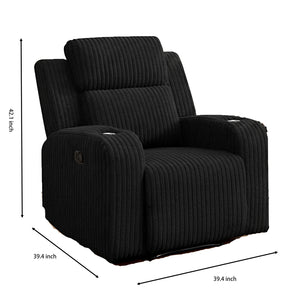 English Elm Recliner Chair Corduroy Upholstered with Bluetooth Speaker and Usb Charging for Living Room Black W3900P384915