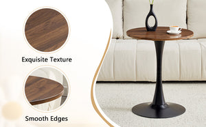 English Elm Round Faux Marble Tulip Dining Table Mid Century Pedestal Base for Compact Kitchens Walnut W2920P395713