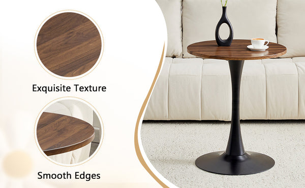 English Elm Round Faux Marble Tulip Dining Table Mid Century Pedestal Base for Compact Kitchens Walnut W2920P395713