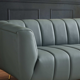 English Elm Ashcroft Furniture - Lamattina Genuine Italian Blue Leather Channel Tufted Sofa