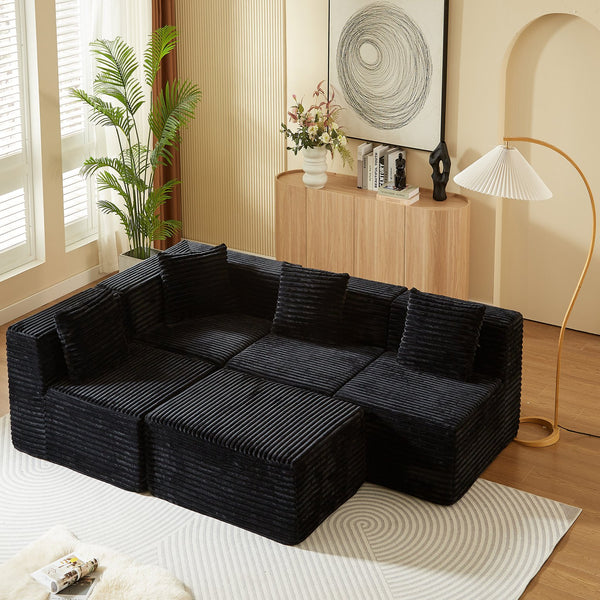 English Elm Modular Sectional Couches For Living Room - Versatile L-Shape Sofa With Cloud-Like Comfort & Style W3434S00003