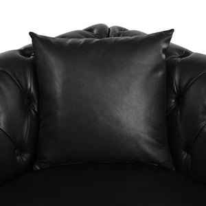 English Elm Sectional Chesterfield Sofa with Tufted Back Nailhead Trim Pu Leather 5 Seat Living Room Black W680S00112