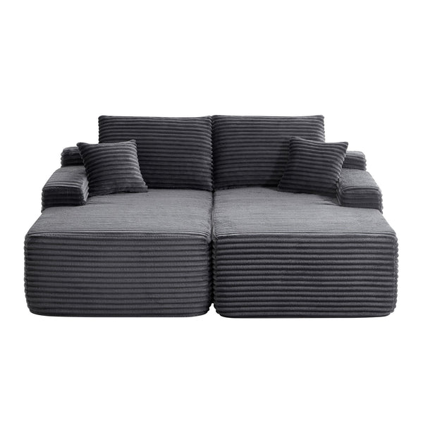 English Elm 75"cloud Double Chaise Sectional Plush Fabric Sofa Deep Seat Modern Living Room W3975S00058