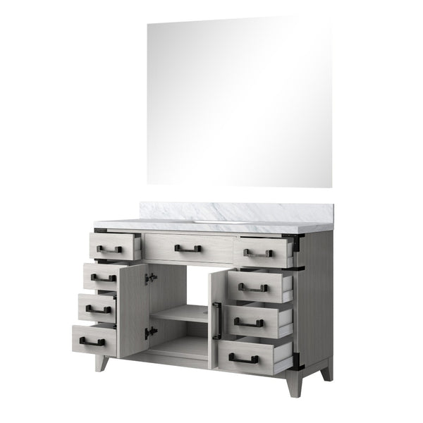 English Elm White Oak Single Bath Vanity Set With Carrara Marble Top & 46" Mirror - Timeless Elegance For Your Space B2731S01468-GIGA