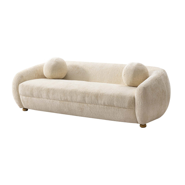 English Elm Tribeca 86" Chenille Sofa Cream - Kiln-Dried Birch Frame, High-Density Foam, Round Pillows, Commercial Grade Durable B365P398098