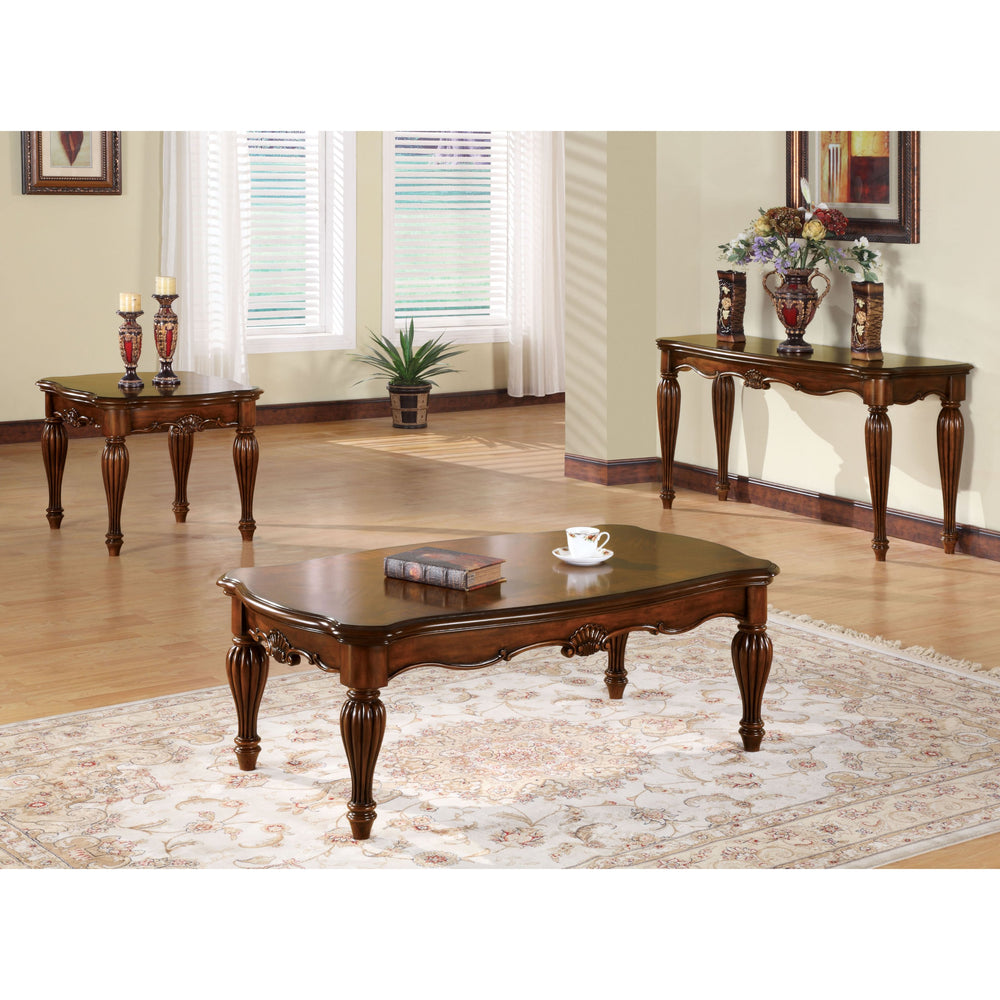 English Elm Cherry Sofa Table with Rich Cherry Veneer Top and Turned Fluted Legs for Classic Elegant Living (98) B062P189097