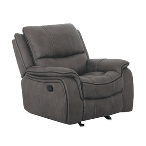 English Elm Transitional Multi-Function Glider Recliner with Channel Back, Cup Holders, Hidden Storage, Upholstered Comfort Dark Gray 43 L x 34 W x 30 H B2741P385035