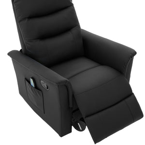 English Elm Manual Recliner Swivel Rocker Boucle Chair with 8-point Massage for Nursery or Living Room Black N763P363763B