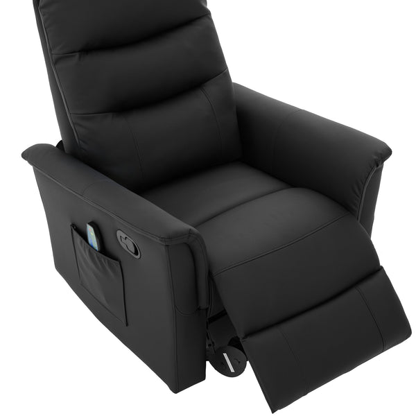 English Elm Manual Recliner Swivel Rocker Boucle Chair with 8-point Massage for Nursery or Living Room Black N763P363763B