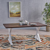 Christopher Knight Home® Knight Rustic Farmhouse Dining Table, Acacia Wood, Dark Brown/White