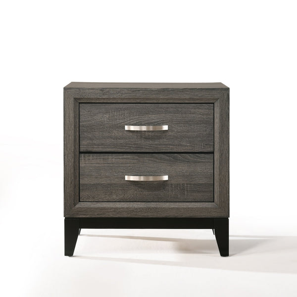 English Elm Weathered Weathered Grey 2-Drawer Nightstand with Rustic Finish, Ample Storage, Compact 25"H x 24"W B062P209015