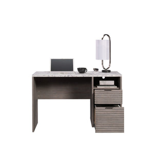 English Elm Desk, Medium Grey Finish – Stylish Space-Saving Design With Organized Storage & Cable Management B356P354468