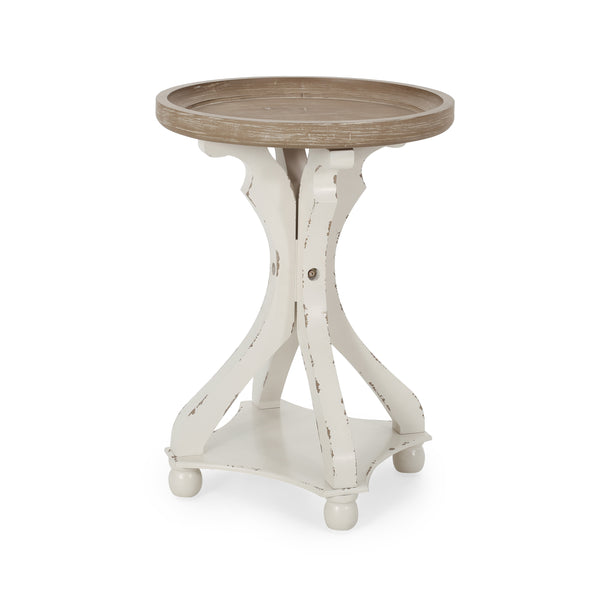 English Elm Christopher Knight Home® - End Table - French Country Charm With Lipped Round Top, Ideal Accent For Living Spaces & Entryways N771P239460Y