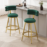 Christopher Knight Home® - Noble House - - 27.65'' Modern Counter Stools Set Of 2,Dark Green Velvet Counter Stools With Iron Frame,Soft Back And Cushion,Footrest,Suitable For Kitchen/Bedroom/Dining Room