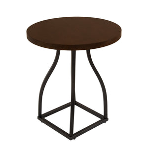 English Elm Tior Round Wood Top Accent Side Table with Geometric Gray Metal Base for Living Room Brown+Black B056P416977
