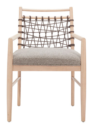 Wezly Modern Ivory Lounge Chair - Textured Fabric and Whitewashed Rubberwood for Stylish Comfort