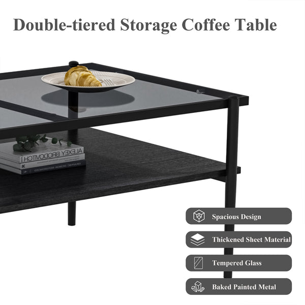 English Elm Coffee Table And End Tables Set Of 3 - Modern Glass & Mdf Design For Stylish Living Room Decor W241S00065