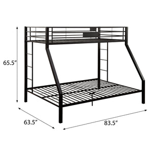 English Elm Sandy Sandy Black Twin XL/Queen Bunk Bed Stacked Metal Frame, Built-In Double Ladder & Guardrail B062S00469