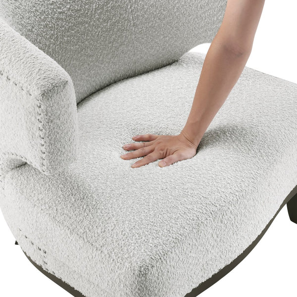 English Elm Contemporary Tufted Back Accent Chair with Reversible Removable Cushion, Solid Wood Legs, Cozy Upholstery Gray 32.5 L x 30.5 W x 26.5 H B011P379748