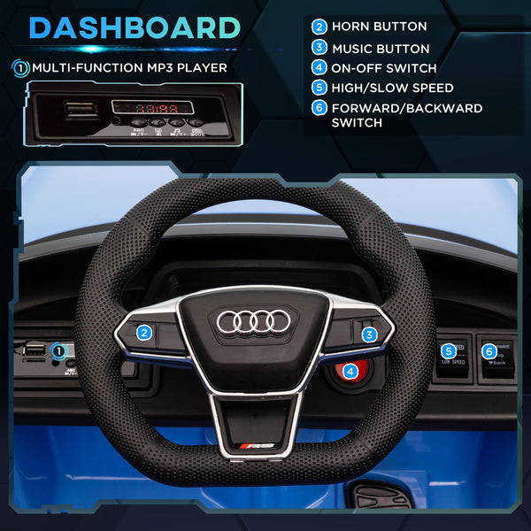 English Elm Aosom Licensed Audi 12v Electric Ride on Toy Car with Remote Suspension and Lights Blue W2225P229676