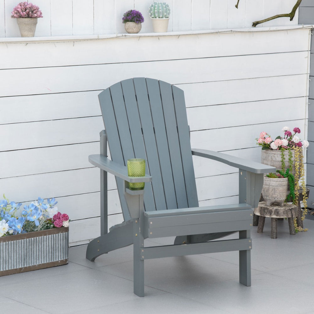 English Elm Outsunny Weather-Resistant Adirondack Chair With Cup Holder For Ultimate Outdoor Comfort & Style W2225P174071-GIGA