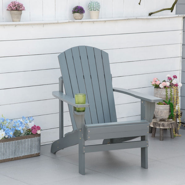 English Elm Outsunny Weather-Resistant Adirondack Chair With Cup Holder For Ultimate Outdoor Comfort & Style W2225P174071-GIGA