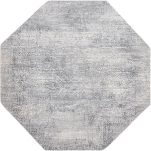 Unique Loom Finsbury Sarah Machine Made Abstract Rug Gray, Ivory 7' 10" x 7' 10"