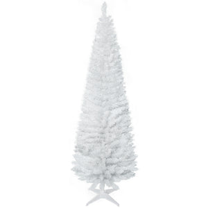 English Elm Homcom 6' Slim White Pencil Christmas Tree With 390 Realistic Branch Tips & Easy Assembly For Small Spaces W2225P229762