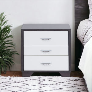 English Elm Eloy Contemporary White & Black Accent Table with 3 Drawers, MDF Construction, 40lb Top Capacity B2726P287564