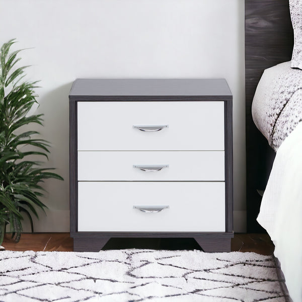 English Elm Eloy Contemporary White & Black Accent Table with 3 Drawers, MDF Construction, 40lb Top Capacity B2726P287564