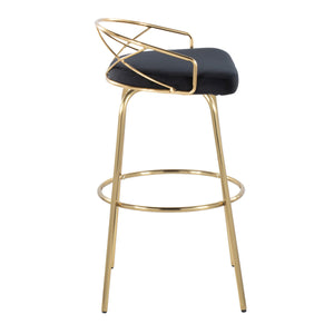 English Elm 30" Swivel Barstools Set of 2 Black Velvet Gold Legs Bar Height Kitchen Glam B202S00495