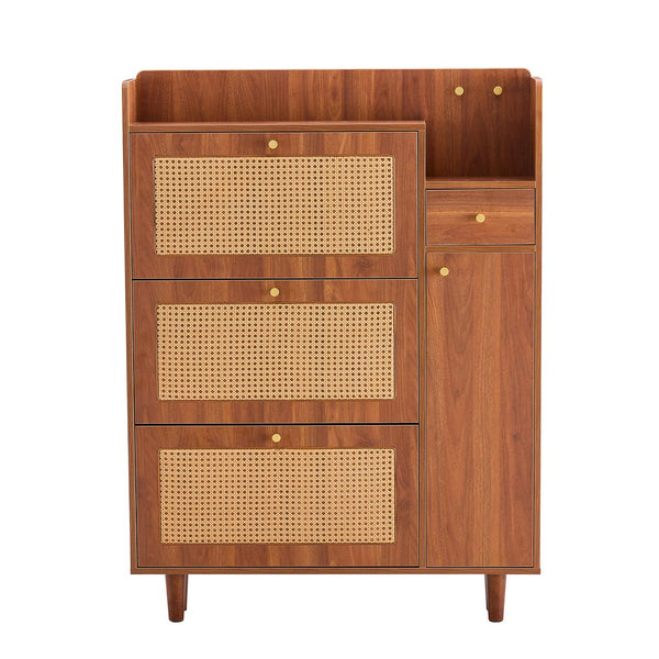 English Elm The Slim Mdf Entryway Shoe Cabinet with Metal Legs and Open Top Storage Platform W3875P387146