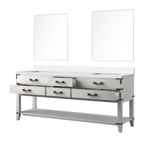 English Elm White Oak Double Bath Vanity Set With Cultured Marble Top, Mirrors & Ample Storage For Modern Elegance B2731S01654-GIGA