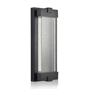 English Elm 19"(H) Black Aluminum Finish Outdoor Wall Light with Bubble Crystal Shade, 3000K LED, Weatherproof Sconce W2312P374979
