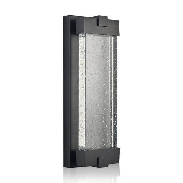English Elm 19"(H) Black Aluminum Finish Outdoor Wall Light with Bubble Crystal Shade, 3000K LED, Weatherproof Sconce W2312P374979