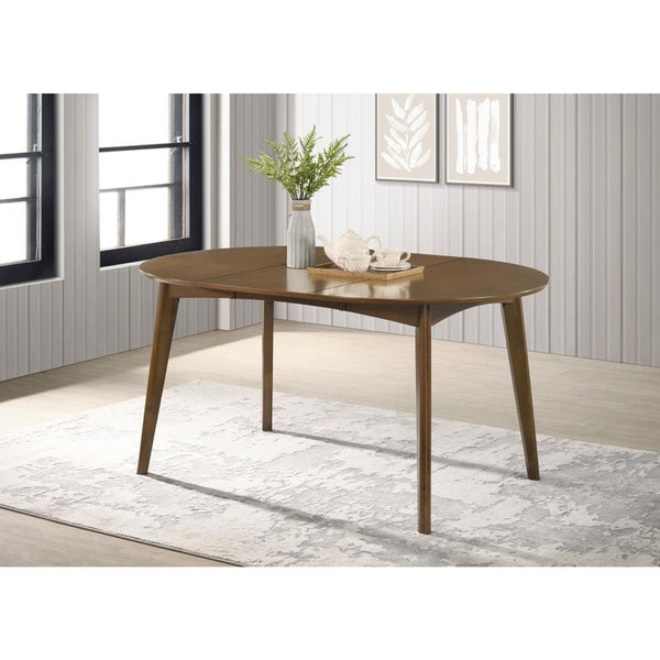 English Elm Oval Solid Wood 60" Extension Dining Table with Removable Leaf, Angled Legs, Dark Walnut Finish B016P368765