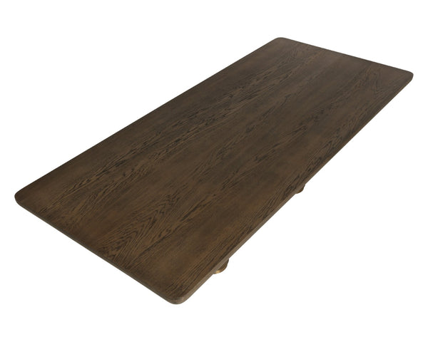 Sunpan SALIX Dining Table - 102" Warm Chocolate Oak with Sculptural Base, Perfect for Family Gatherings & Style 112358