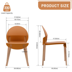 English Elm Summer 5 Piece Round Dining Set Polypropylene Stackable Chairs Oak Legs Modern Style Tropical Orange,White W3450S00037