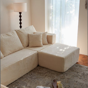 English Elm 133.86" Modular Cloud Sectional Corded Fabric U Shaped Sofa with Ottoman No Assembly W668S00010